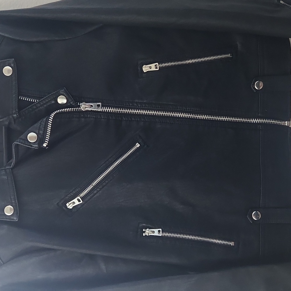 Topshop Black Faux Leather Biker Jacket - Picture 3 of 8